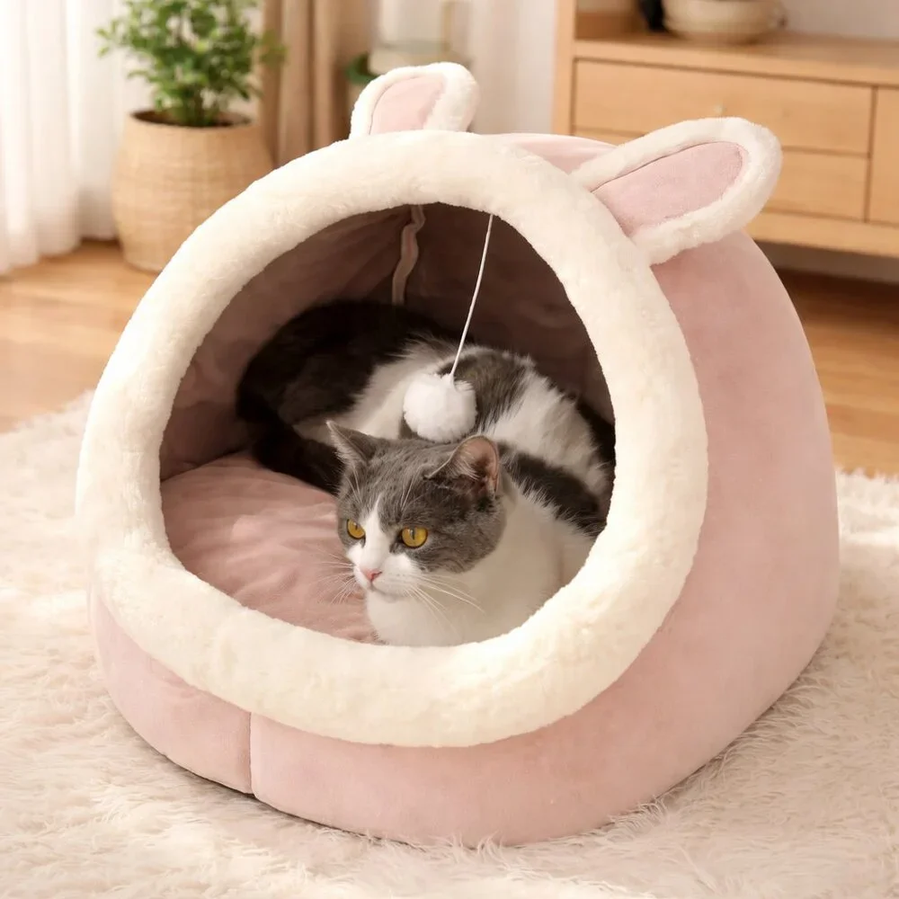 Pet Tent Cave Bed for Cats Small Dogs Self-Warming Cat Tent Bed Cat Hut Medium